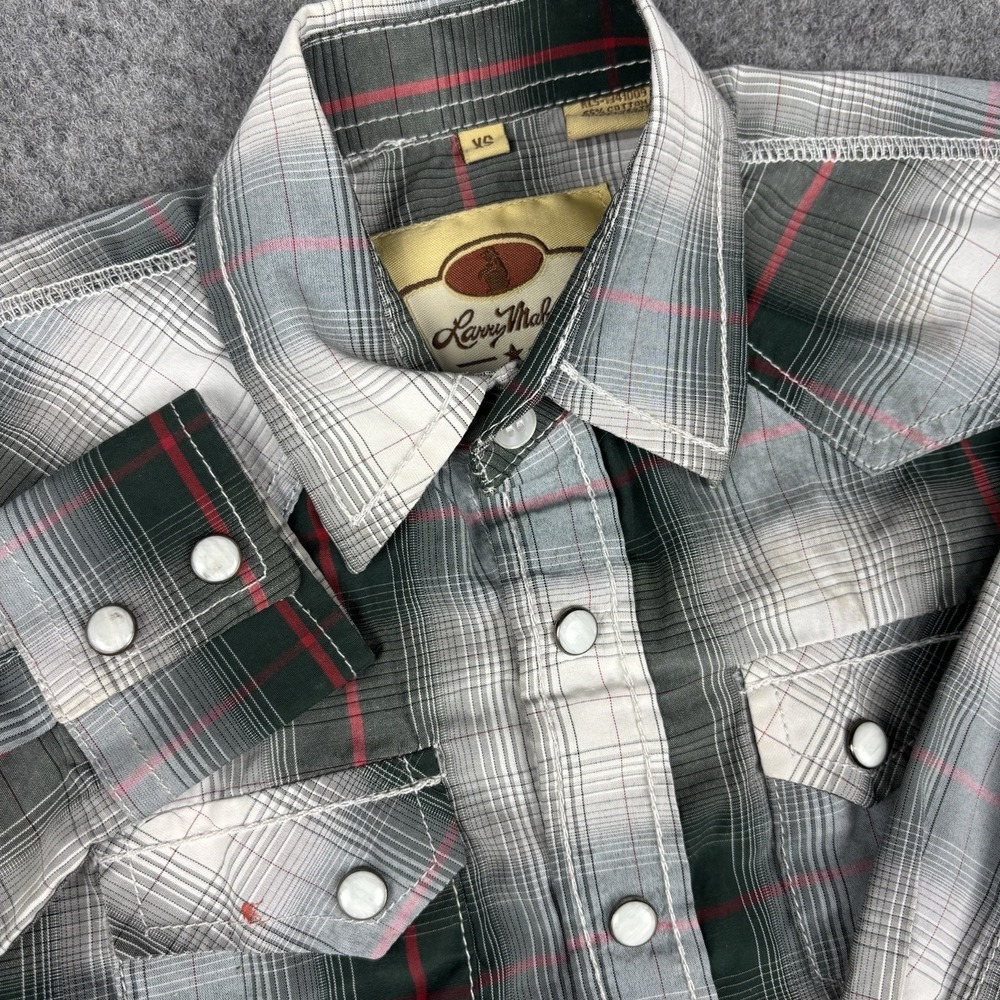 Larry Mahan Western‎ Shirt Boys XS Toddler Pearl Snap Cowboy Rodeo Plaid Button